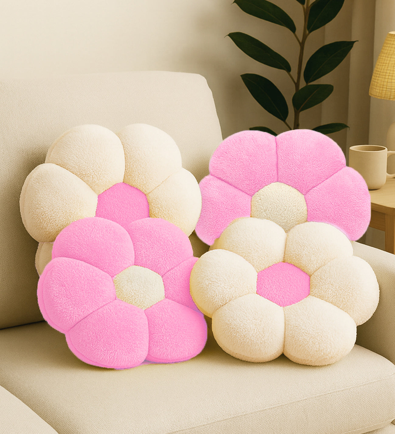 Dörtlü Pelüş Papatya Kırlent