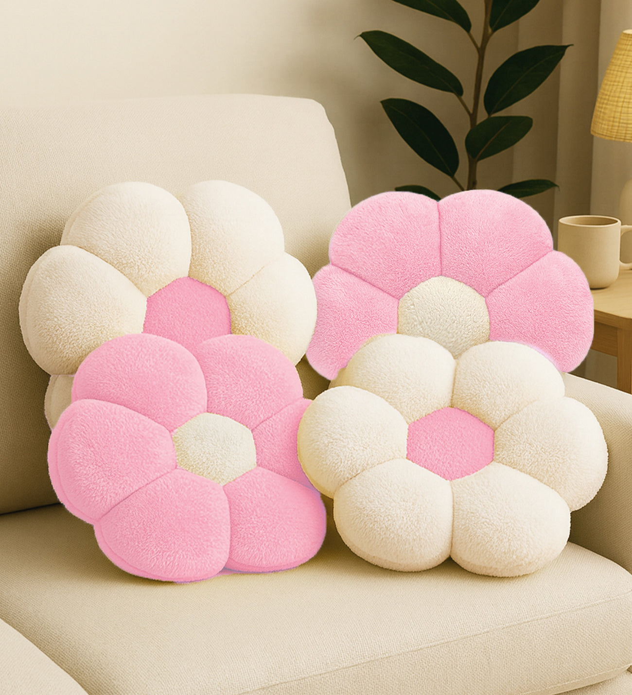 Dörtlü Pelüş Papatya Kırlent