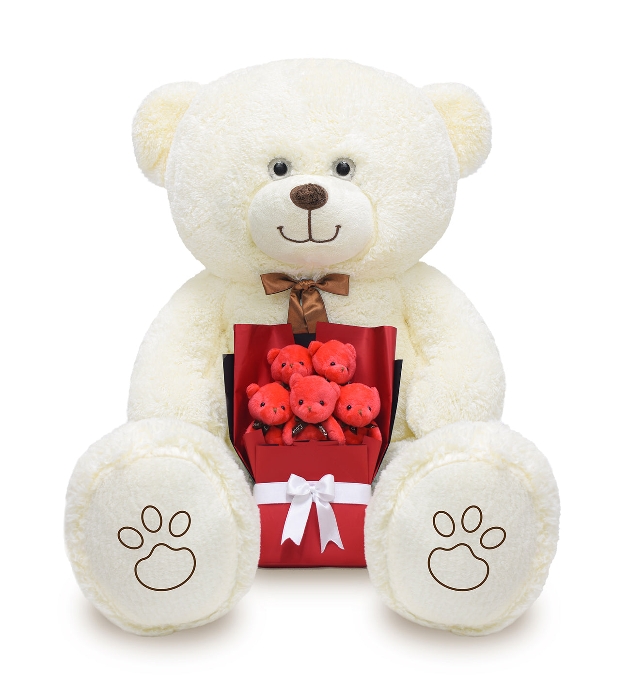 Romantik Hediye Seti (Dev Boy Pelüş Ayı & Pelüş Ayıcık Buketi)