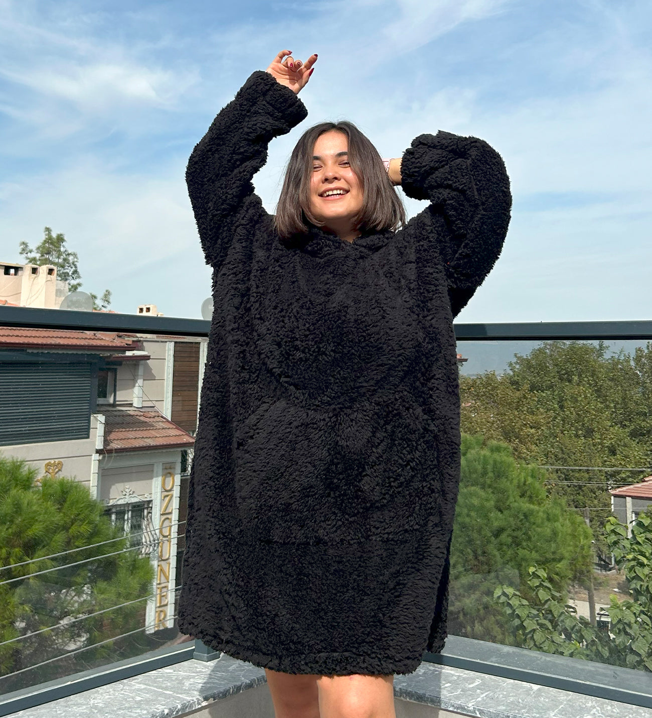 Wellsoft Kapşonlu Giyilebilir Tv Battaniyesi Unisex Oversize