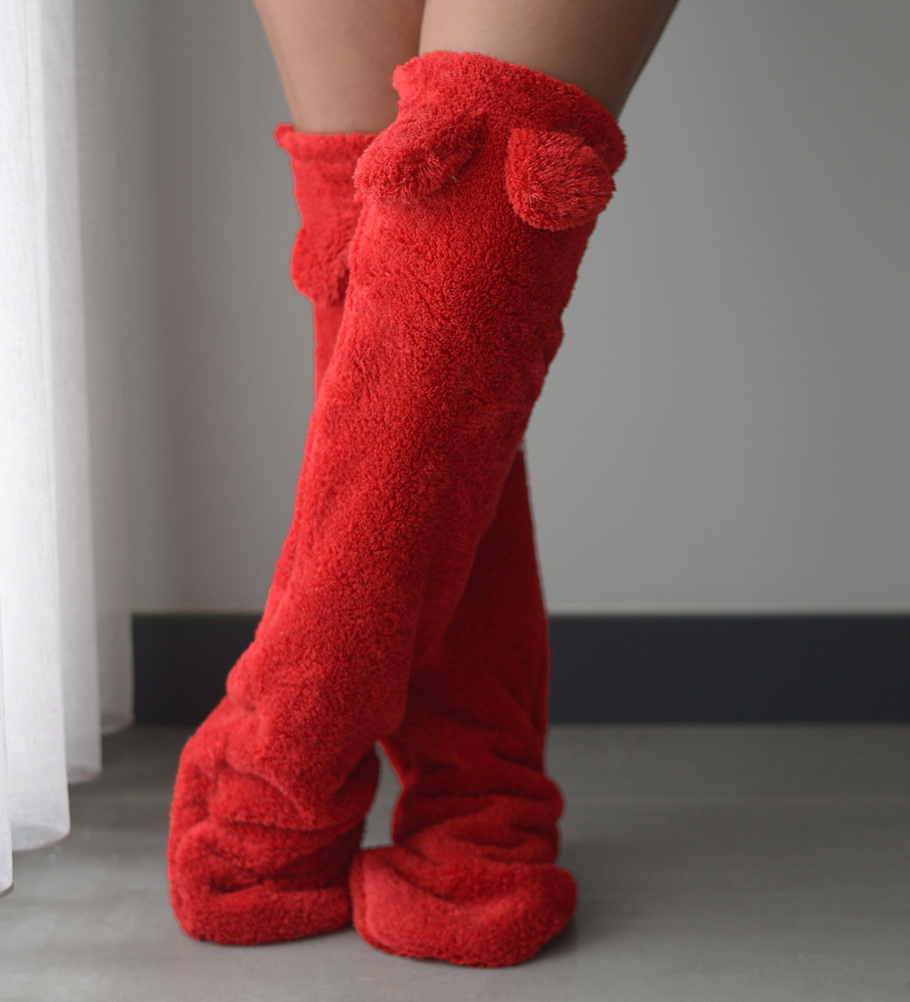 Peluş Diz Üstü Çorap, Uyku Çorabı, Ev Çorabı