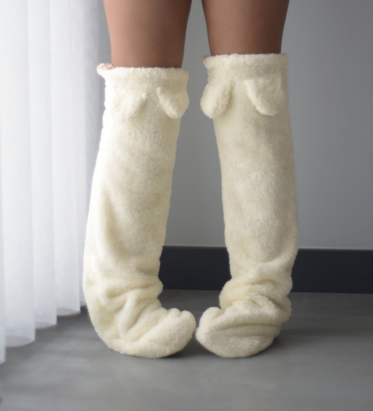 Peluş Diz Üstü Çorap, Uyku Çorabı, Ev Çorabı