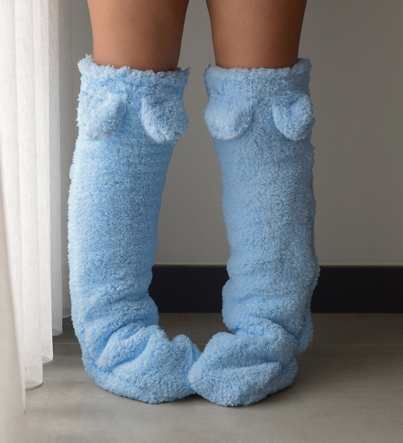 Peluş Diz Üstü Çorap, Uyku Çorabı, Ev Çorabı