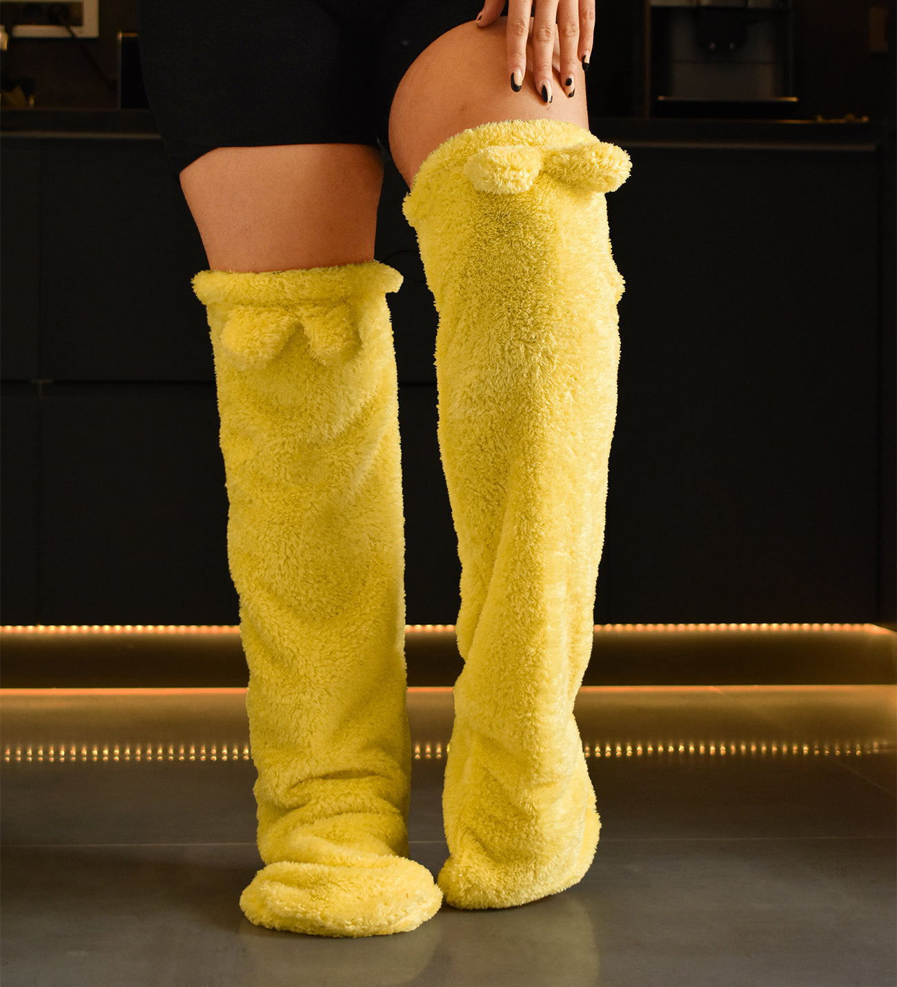 Peluş Diz Üstü Çorap, Uyku Çorabı, Ev Çorabı