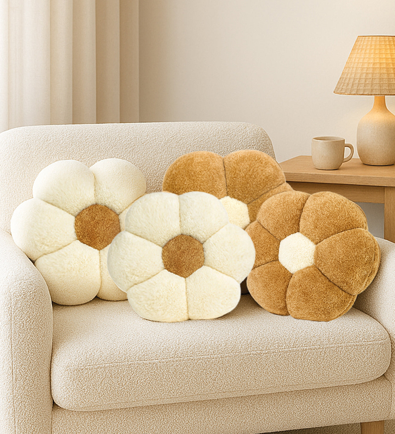 Dörtlü Pelüş Papatya Kırlent