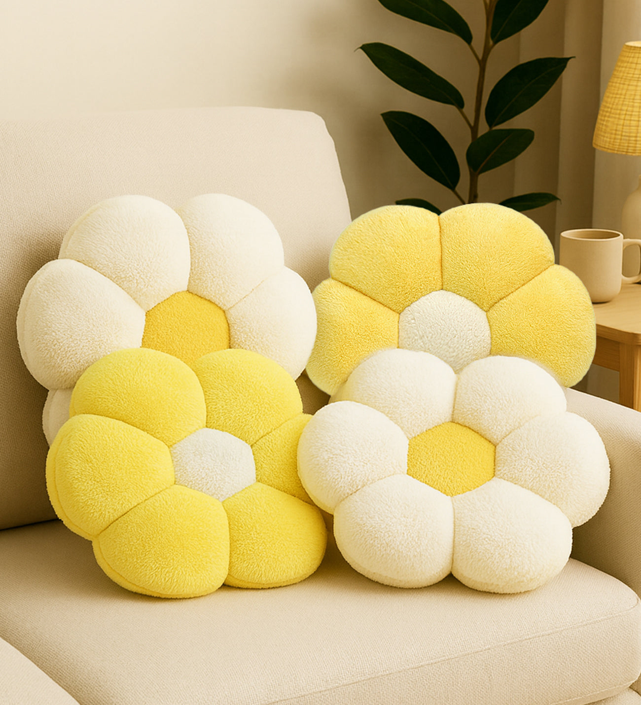 Dörtlü Pelüş Papatya Kırlent