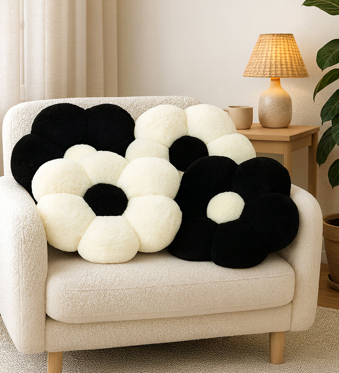 Dörtlü Pelüş Papatya Kırlent