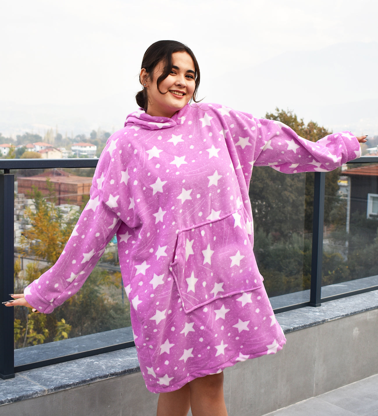 Wellsoft Kapşonlu Giyilebilir Tv Battaniyesi Unisex Oversize